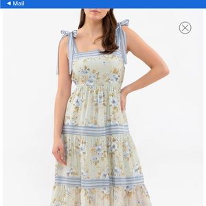 Blue Pepper Floral Stripe Tie Stipe Maxi Dress